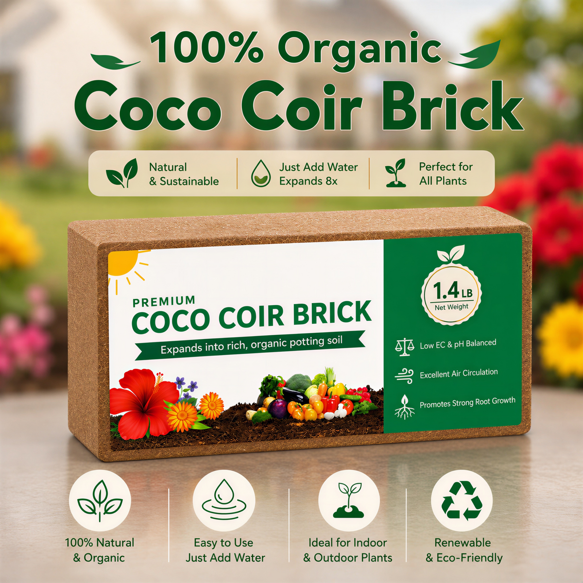 Organic Compressed Coco Coir Brick Coconut Peat Plant Grow Nutritious Soil Coconut Coir Compound Fertilizer Coconut Fiber Husk